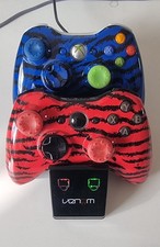 2 x Genuine Xbox 360 wireless controllers + Venom Charge Dock + PC Dongle