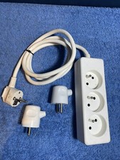 European  230V Mains  1.5 Metre 16Amp 3 Way Extension Lead & 2 Rewireable Plugs