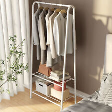 Narrow Open Wardrobe Clothes Rail Storage Unit 2 Tier Garment Hanging Rack Shelf