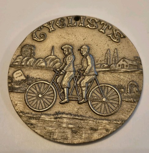 Vintage cyclists medallion - cyclists,
