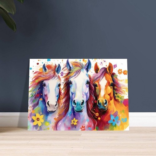 Three colorful horses - three,