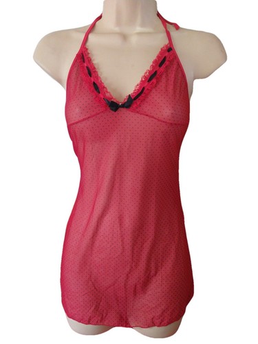 Red sheer chemise - chemise, halter