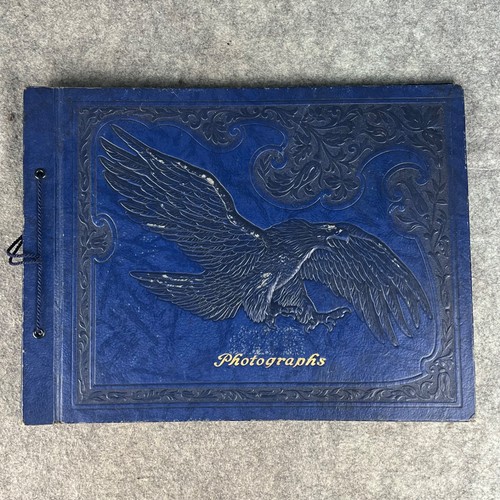 Vintage blue embossed - embossed, leather