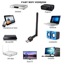 9900Mbps Wireless USB WiFi Adapter Dongle LAN 802.11/b/g/n 2.4Ghz Laptop PC TV
