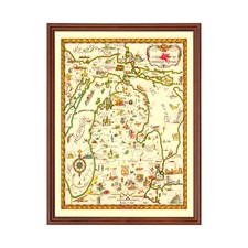 Old Map of Michigan 1940 -