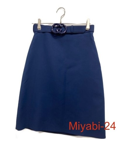 Gucci navy belt skirt - navy,