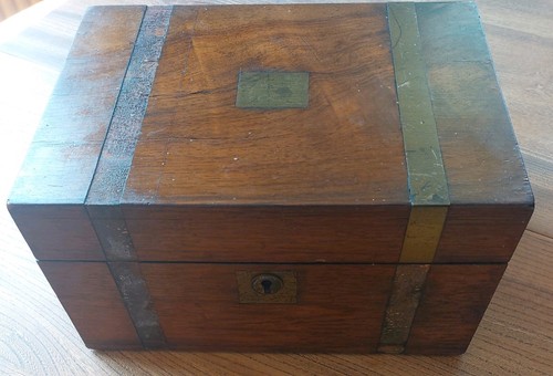 Antique brass bound mahogany - antique,