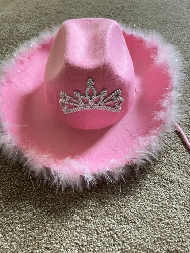 Pink cowboy hat sequins fur - cowboy,