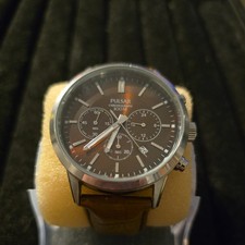 Pulsar Gents Chronograph Leather Strap 43mm 10ATM Watch PT3739X1