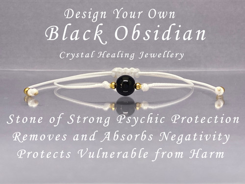 Black obsidian bracelet anklet - black,