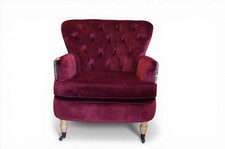 Floral Chair Red Velvet Accent