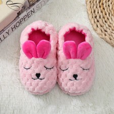 Winter Kids Girls Rainbow Unicorn Slippers Children Cartoon Warm Indoor Shoes