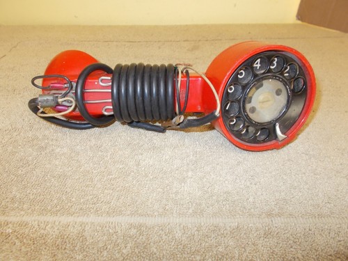 Vtg red rotary line phone - vtg,