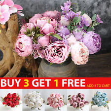 13 Heads Silk Peony Artificial Fake Flowers Wedding Bouquet Home Party Decor