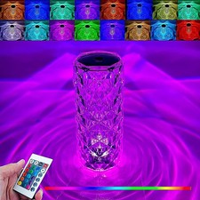 Gutsyluv Crystal Diamond Table Lamp16 Color Changing RGB Touch Control Bedside