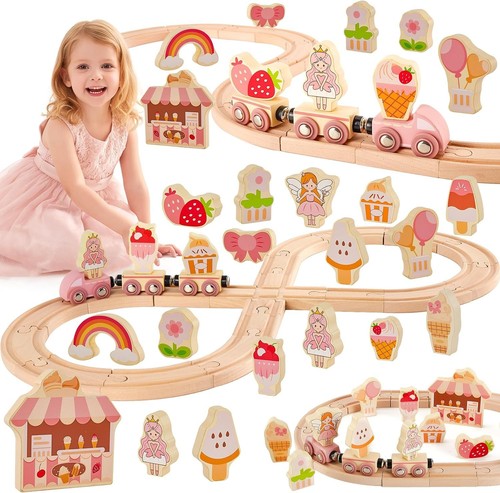 Girls wooden train set railway - set,