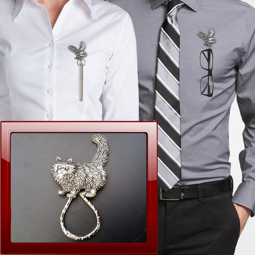 Standing cat a40 pewter pin - standing,