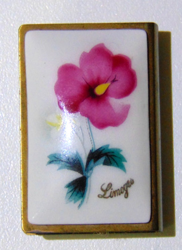 Limoges matchbox cover - limoges, cover/brass