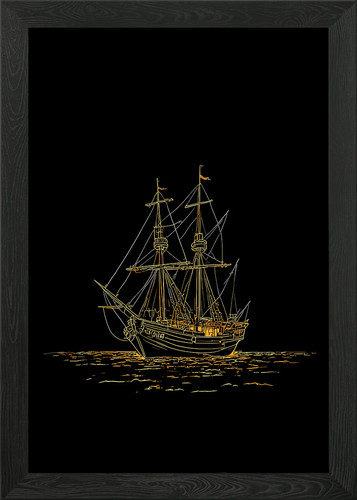 Golden ship framed wall - framed,