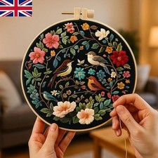 Embroidery Starter Kit for Adults Beginners, Cross Stitch Stamped Kits Flower