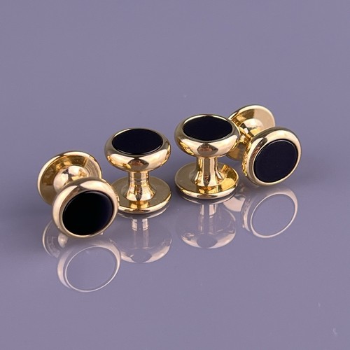 Round black onyx - onyx, gold