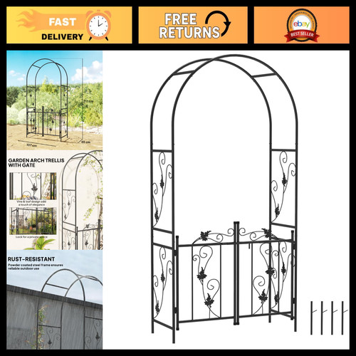 Garden arch with gate - garden,