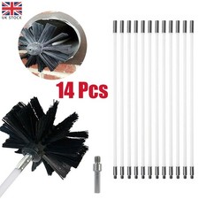 14Pcs Flexible Chimney Sweep Set Flue Sweeping Brush Rod Kit Soot Cleaning Rods