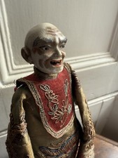 RARE ANTIQUE CHINESE OPERA DOLL PUPPET OLD MAN WITH PORCELAIN HEAD & FAB COSTUME
