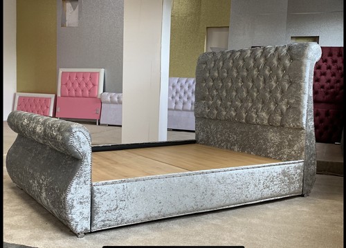 Silver crushed velvet sleigh - crushed,