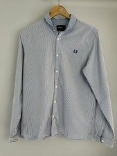 FRED PERRY Blue White Pin Stripe Slim Fit Men's  - Smart Casual - Size Medium M