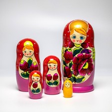 5pcs 18cm / 7" Polkov Maidan Genuine Matryoshka Nesting Dolls
