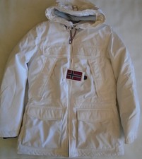 Napapijri Skidoo Jacket Coat Women's M White Warm Hooded Padded Parka