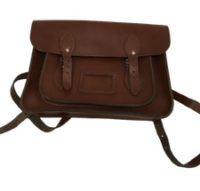 UNBRANDED Tan Brown Leather Vintage Satchel Messenger Bag Classic Pre-Loved