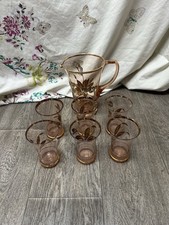 Vintage Lemonade Jug And 6 Glasses Set Bundle