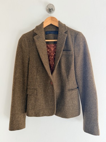 Zara basic brown herringbone - zara,