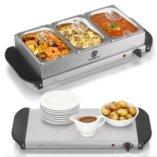 SUPERLEX ELECTRIC BUFFET SERVER ADJUSTABLE TEMP FOOD WARMER 3 TRAY COMPARTMENTS