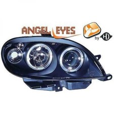 LHD Projector Headlights Pair Angel Eyes Clear Black H1 H1 Citroen Saxo 99-04