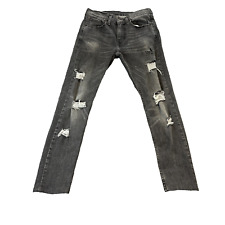 Levi's Hi-Ball Jeans Distressed Stitch Slim Skinny Grey Stretch Zip Fly W32 L30