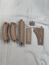 Wooden Train Track Pieces X 14 Straights, Curves Straight Junction & Stop Piece