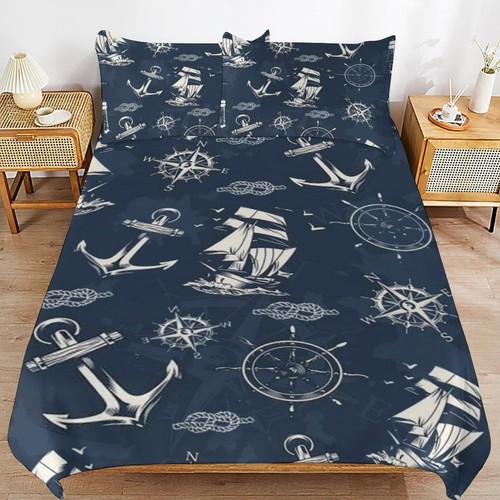 Blue nautical anchor - nautical, duvet