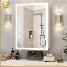 Illuminated Bathroom Mirror Cabinet with LED Demister Touch Sensor Wall Mounted