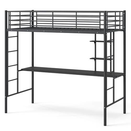 Metal loft bed with built - metal,