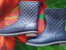 Quilted Equestrian Welly Drift CCILU Navy Blue Rain Boots  Women 