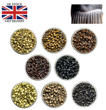 Silicone Lined Micro Beads Rings Hair Extensions Loop Link Tip 4mm 4.5mm 5mm UK
