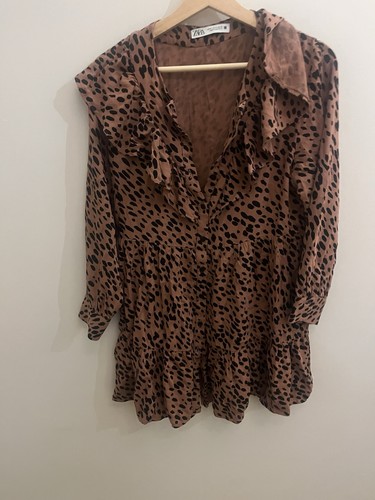 Zara animal print shirt dress - zara,