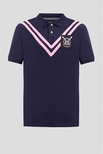 Hackett London Men’s Polo Shirt - Classic Rowing Club Style - Navy/Pink Stripes