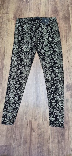 Black gold sparkle leggings - black,