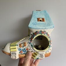 Vintage Night Light Shoe Boot Mice Cats lamp nursery retro 80s Ceramic Pastel