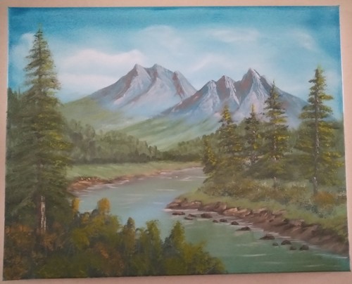 Bob ross style oil painting - ross, on