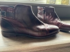 Women's UGG Demi Croc Wine Leather Zip Buckle Ankle Boots Size EU 41 (UK 8.5)